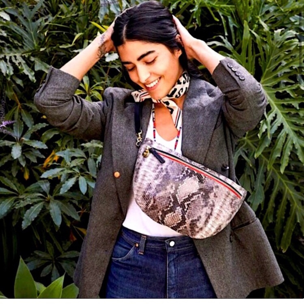 Clare V Grand Fanny snakeskin